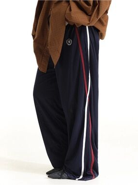 Y2K Phat Farm Navy Sweatpants with Red & White Side Stripes